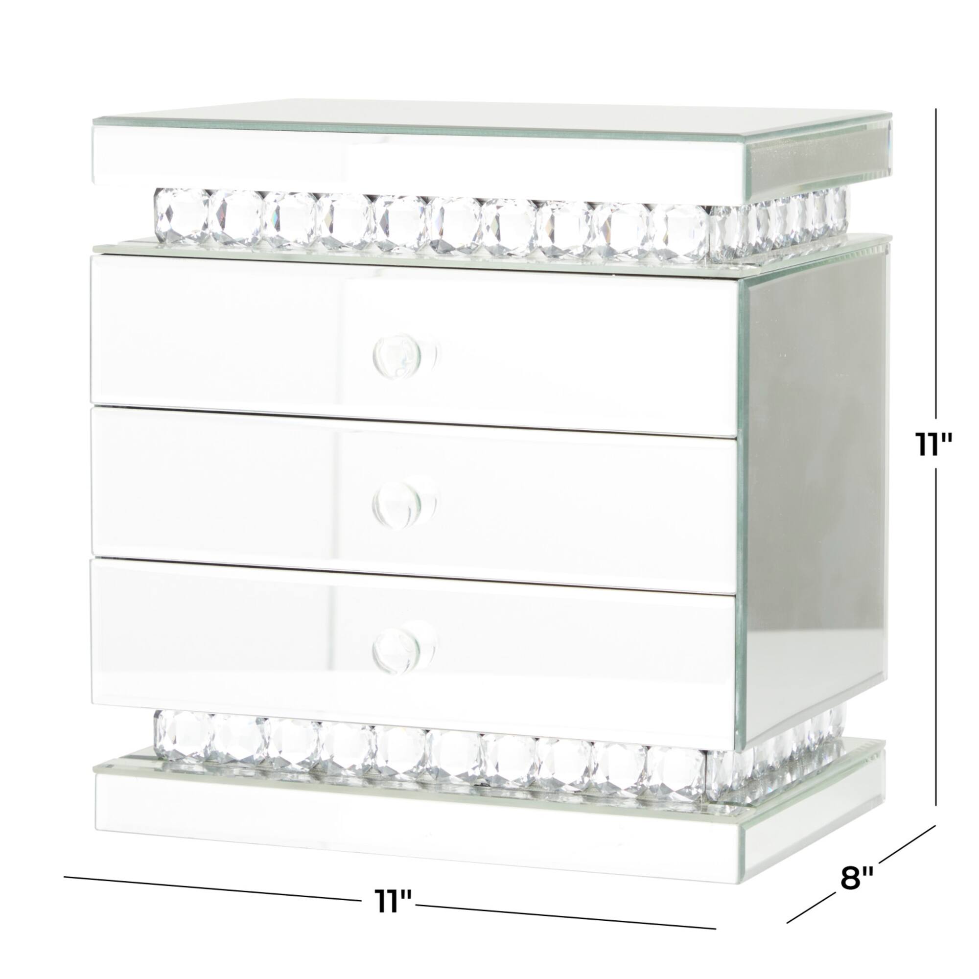 Silver Glam Jewelry Box, 11" x 8" x 11"